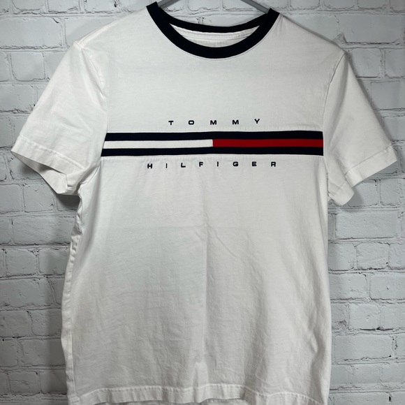 Tommy Hilfiger Mens Extra Small Short Sleeve Tee Logo White - Picture 2 of 7